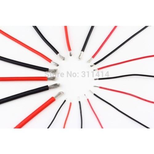 1meter Red+1meter Black 10 12 14 16 18 20 22 24 26 AWG Heatproof Soft Silicone Silica Gel Wire Connect Cable For RC Model