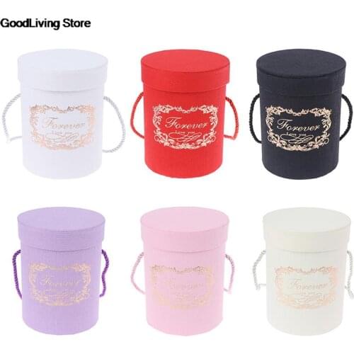 1pcs 165*120mm Round Flower Paper Boxes Bucket Florist Gift Candy Packaging Boxes Party Wedding Supply