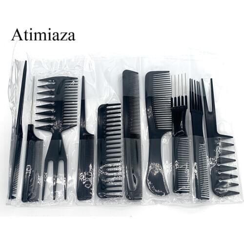 10pcs Set Professional Hair Brush Comb Salon Barber Anti-static Hair Combs Hairbrush Hairdressing Combs Hair Care Styling Tools