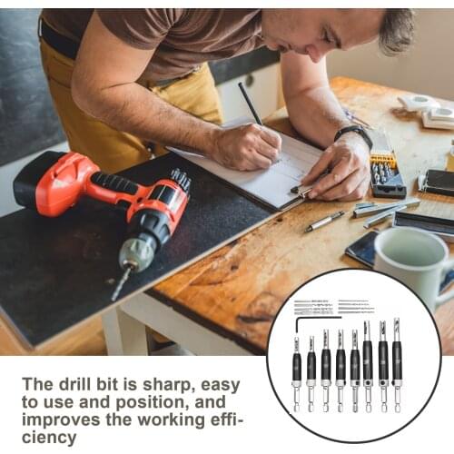 17pcs Hexagon Handle Black And White Woodworking Hinge Drill Hinge Drilling Positioning Twist Drill Drill Black Hinge Drill