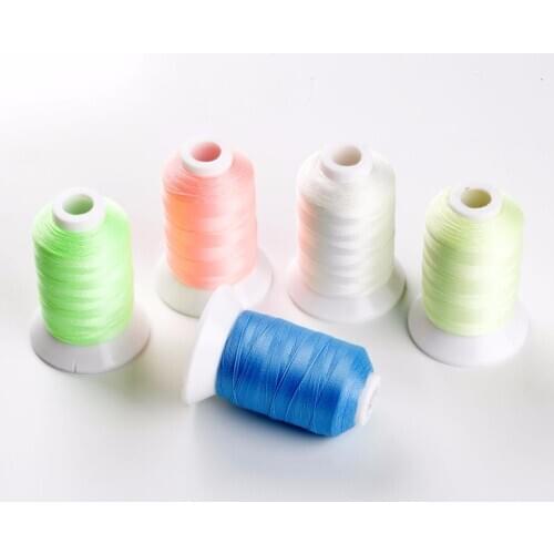 5 assorted color optional 500m/550yds Glow In The Dark embroidery Thread Moonglow Thread luminous thread 1~5 cone/lot