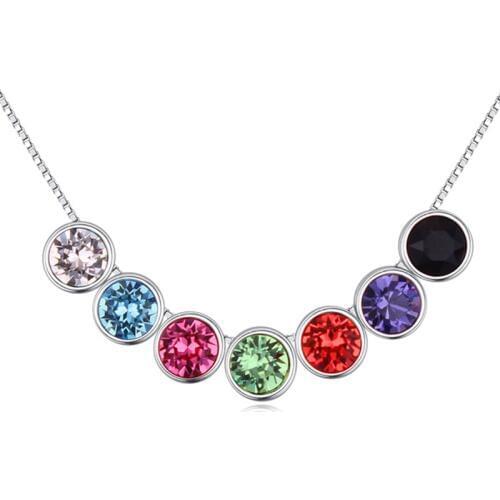 7 Colors Beads Necklace Pendant Crystals From Swarovski Silver Color Chain For Women Wedding Weekly Jewelry Making DIY Chic Gift