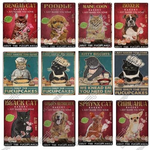 Bengal Cat cupcakes Metal Tin Sign Retro Poster for Kitchen Garage Wall Plaque Home Decor Cafe Bar Pub Beer Club Poster Decor