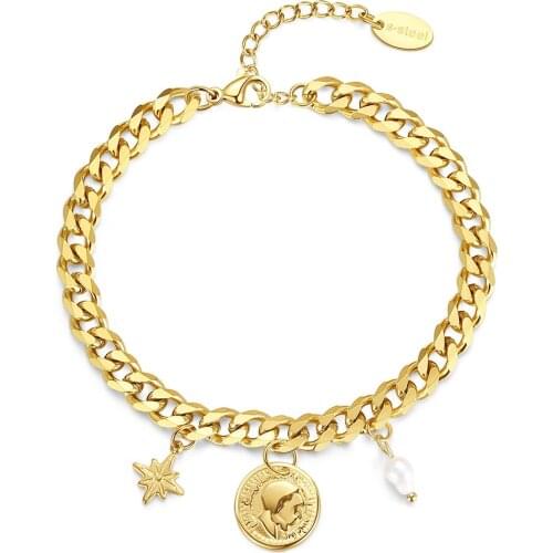 Bracelets for Women Cuban Chain Metal Ladies Pendant Bracelet Fashion Jewelry Wrist Jewelry Party Gift