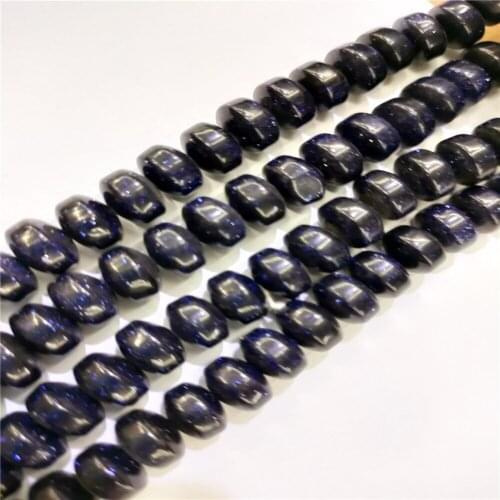 1 Strand 58Pcs 7x9mm Blue Sand Stone Wheel Loose Beads For DIY Jewelry Necklace Making Accessories 15.5Inch