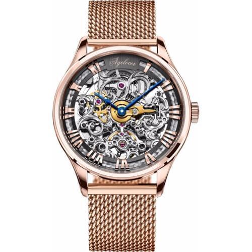Agelocer Luxury Brand Watches for Men Skeleton Automatic Watches 80 Hours Power Reserve 18K Rose Gold Sport Watches relojes homb