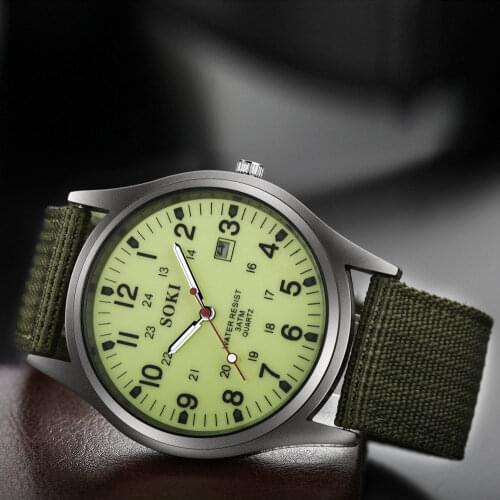 Business Watch Mens Waterproof High School Students Canvas Belt Fashion Korean Youth Calendar Watch Casual Quartz Boys Clock