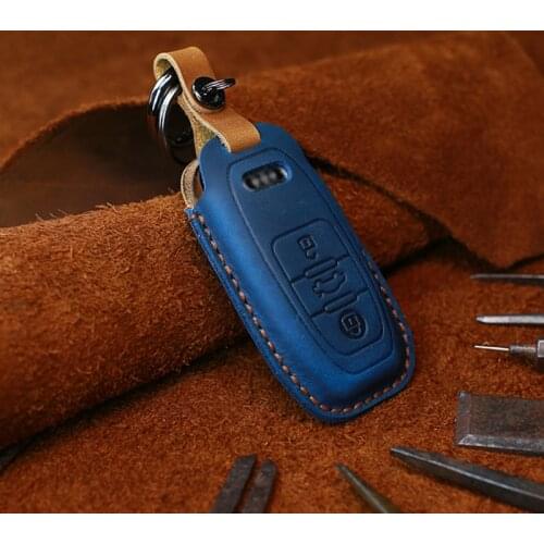 Car key case is suitable for Audi A4L A5 A6L A7 A8L Q5L Q7 genuine leather Q8 Crazy Horse leather case