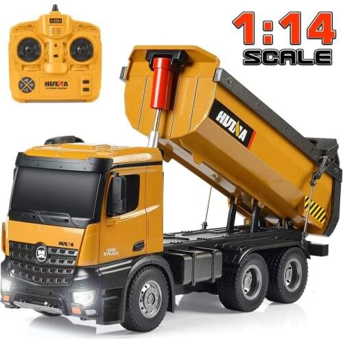 Huina 1573 Rc Car 1/14 Trucks Metal Bulldozer Charging Rtr Truck Construction Vehicle Kids Toys