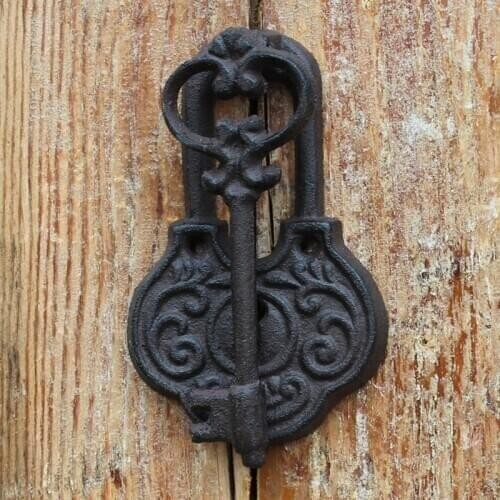 JD European Style Cast Iron Crafts Vintage Knocker Garden Home Door Handle Wall Decoration Ancient Key