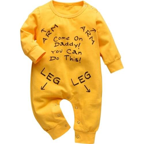 Infant Boys Girls Newborn Baby Romper Long Sleeve Letter Come On Daddy!You Can Do This! Jumpsuit Playsuits Toddler Clothes