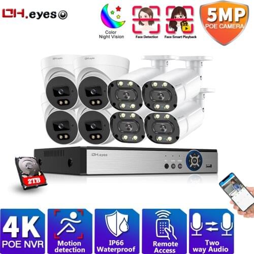8CH 8MP 4K HD POE NVR Kit CCTV System Two Way Audio AI 5MP IP Camera IR Cut Outdoor P2P Remote Video Security Surveillance Set