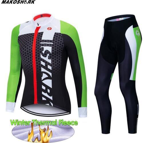 4 Colors Long Sleeve Winter Cycling Clothes Set Winter Thermal Fleece Bike Apparel Ropa Cilismo Invierno MTB Bicycle Clothing
