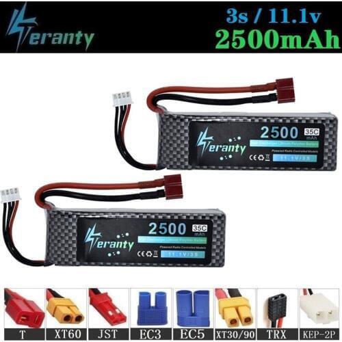 3S 11.1v 2500mAh 35C LiPo Battery For RC Quadcopter Spare Parts 11.1v Rechargeable Lipo Battery for RC Car Robots Boat toy 2pcs