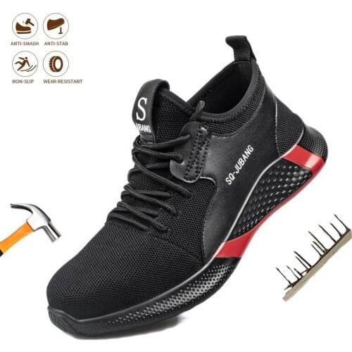 Fashion Mens Safety Work Boots Anti-smash Anti-piercing Steel Toe Cap Indestructible Sneakers Non-Slip Comfort Breathable Shoes