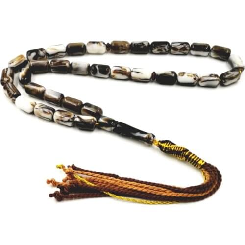 Islam Rosary 33 Muslim Beads Black- white resin Tasbih Mastkhan prayer beads 10*16mm Mans Misbaha Bracelets