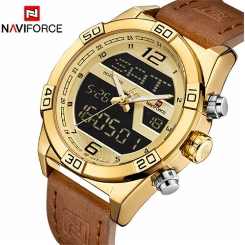 2019 NAVIFORCE Mens Watches Brand Top Luxury Casual Sport Watch Men Gold Quartz Clock Digital Military Watches Relogio Masculino
