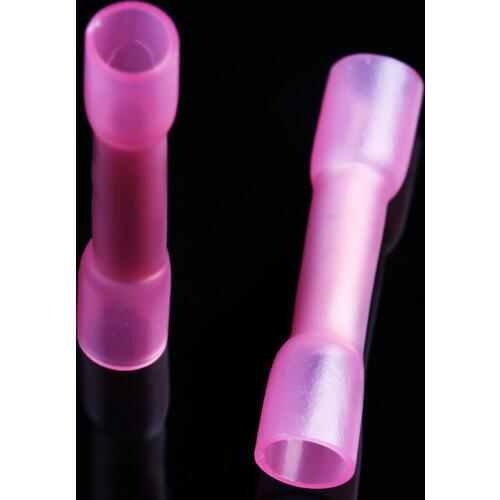 100Pcs Heat Shrink Butt Crimp Connector 0.5-1.5mm Red Insulated Heatshrink Electrical Wire Cable Terminal Connector Kit