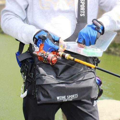 Nylon Waterproof 3-Layer Fishing Bag Multifunctional Messenger Waist Bag Waterproof Fishing Lure Reel Line Tackle Storage Bag