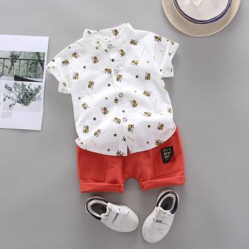 Toddler Baby Boy Cartoon Bee Shirt Shorts Set Summer Infant Newborn Boys Short Sleeve Tops Short Pants Outfits Roupa Infantil
