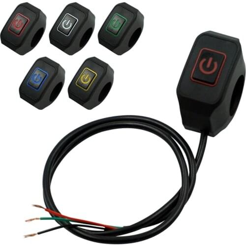 Hot New 22mm Motorcycle Handlebar Switch Momentry Buttton For Electric Star Kill Waterproof Control Switch Button with LED light