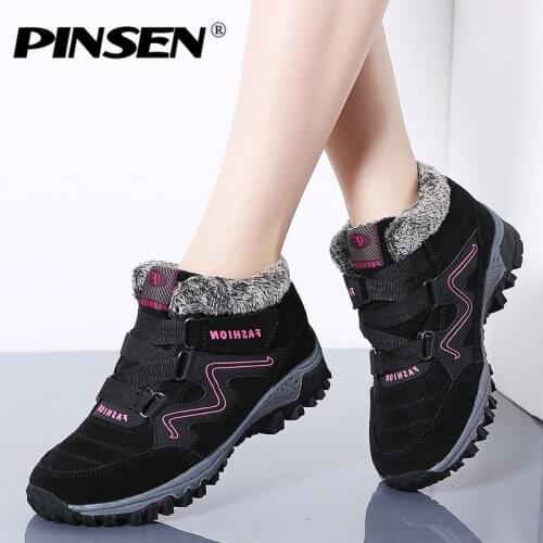 PINSEN 2020 Fashion Winter Women Shoes High Quality Non-slip Snow Boots Keep Warm Fur Plush Waterproof Ankle Boots for Women