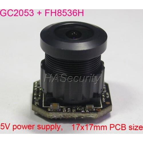 Mini 17x17mm AHD-H (1080P) or CVBS (D1) 1/2.7" GalaxyCore GC2053 CMOS + FH8536 CCTV camera PCB board module +Lens