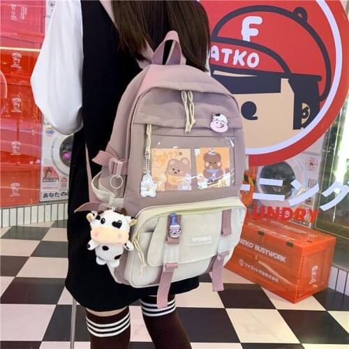Transparent Multi-pocket Backpack Women Large Capacity Waterproof Backpacks Female College Laptop Travel School Bag for Girls