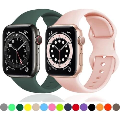 Silicone Sport Band For Apple Watch Series 6 SE 5 44mm 40mm 38mm 42mm Smart Bracelet Watchband Pin Tuck Strap for iWatch 4 3 2 1