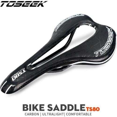 TOSEEK TS80 Full Carbons Fiber Saddle Ultralight Italia High performance Open saddle SuperFlow MTB Road Race Bicycle Saddle 130g