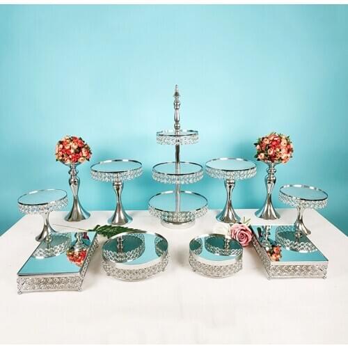 Silver round cake tray 3 tiers new style cupcake crystal stand