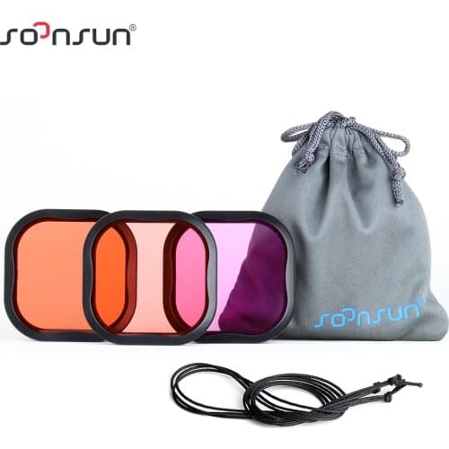 SOONSUN Water Filter Kit Red Magenta Snorkel Lens Diving Filter for GoPro Hero 8 9 Black Waterproof Protective Housing Filter