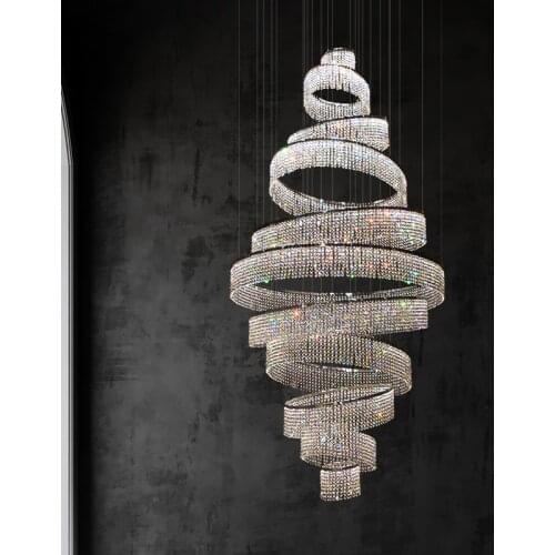 Luxury Duplex Crystal Chandeliers Chandeliers Luxury Atmosphere Hotel Villa Loft Stair Decorative Lights Can Be Customized