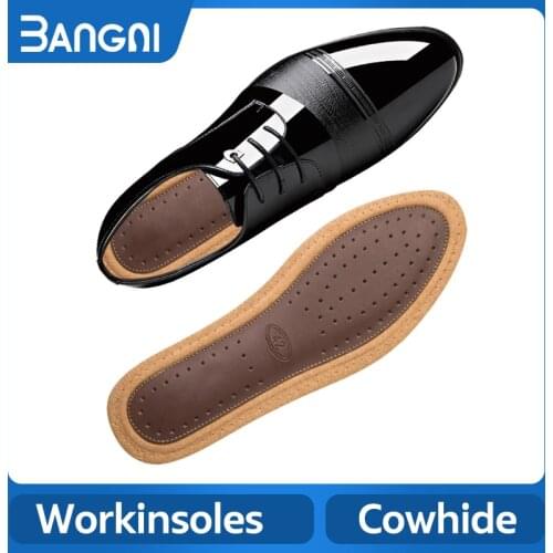 3ANGNI New Business Men Cowhide Insoles For Leather Shoes Bamboo Deodorant Shoe Pad Shock Absorption Sole Comfortable For Foot