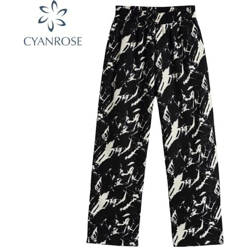 Streetwear Chic Print Long Pants And Trousers Trendy Wide Leg Casual Pants 2021 New Harajuku Pop Ulzzang Gothic Punk Retro Pants