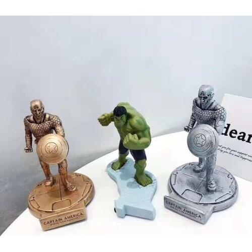 [VIP] Creative Super hero Captain USA Green giant Iron hero Phone holder figure model ornament Statue Home Decorations toy gift