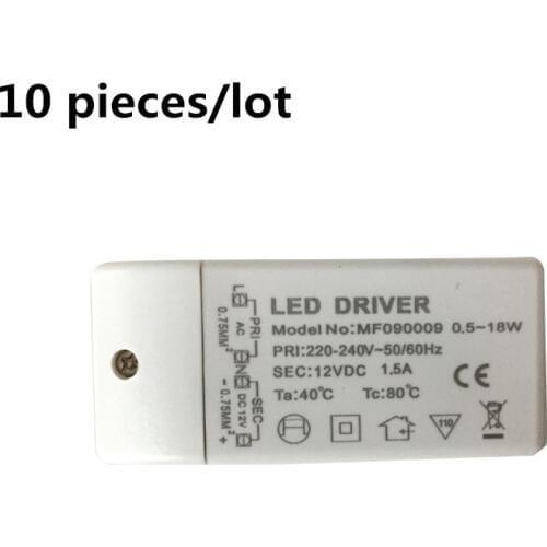 10pieces 18W DC 12V 1.5A AC 220-240V DC High quality LED TRANSFORMER DRIVER Converter led lamp bulb light / lifetime warranty