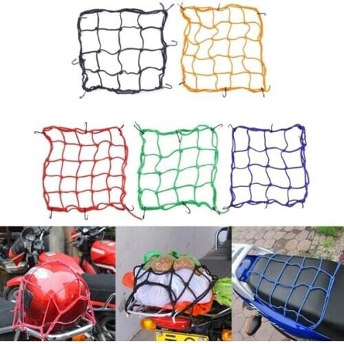 200Pcs/Lot Motorcycle Bike 6 Hooks Hold Down Fuel Tank Luggage Net Mesh Web Bungee 40*40cm,4 Colors for Choose