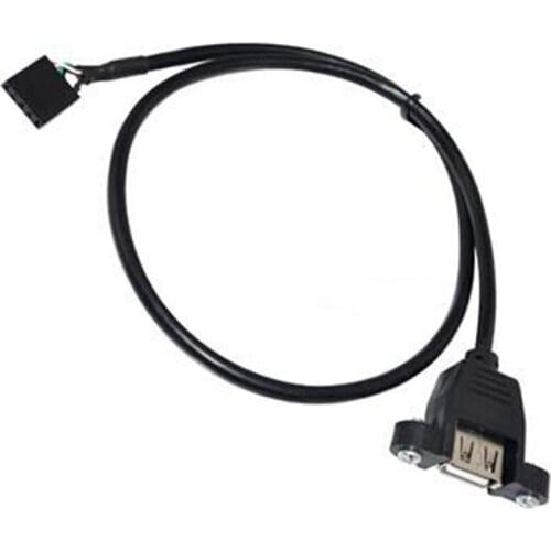 50CM USB 2.0 A female panel mount to 1x5 Pin F 0.1" header PCB motherboard cable