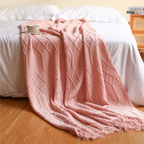 Inya knitted throw blanket Knit Tassel Blanket for Bed Sofa Cover Home Textile Anti-Pilling Portable Throw Blanket