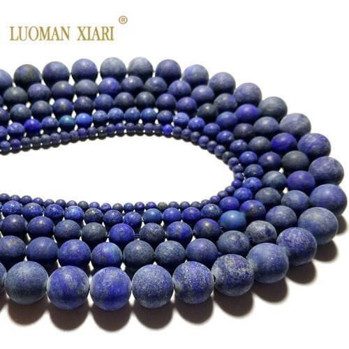 Wholesale Natural Stone Beads Dull Polish Lapis Lazuli For Jewelry Making Diy Bracelet Necklace 4 /6/8/ 10/ 12mm Strand 15