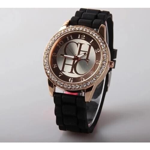 Relogio 2020 Hot sale Fashion Black Geneva Casual CHHC Quartz Women watches Crystal Silicone Watches Unisex Clock Gift Relojes
