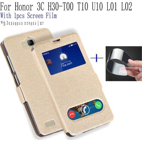 For Huawei Honor 3C phone Case View Window PU Leather shell For Huawei Honor 3 C Flip case H30-T00 H30-T10 H30-U10 back cover