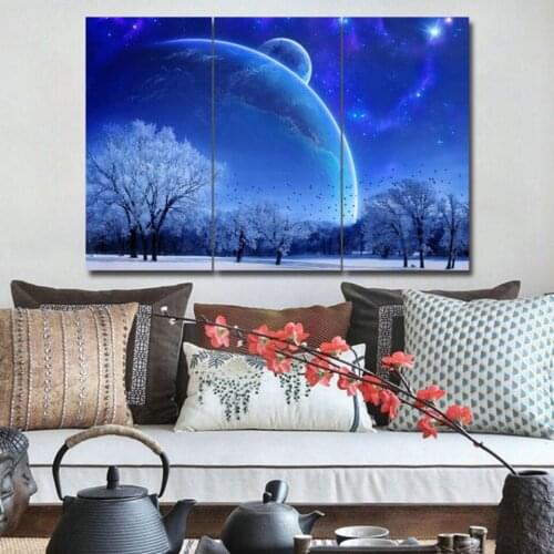 Winter under the stars 3 pcs HD Canvas Painting Modern Home Decoration Living Room Canvas Print Painting Wall Decor Picture