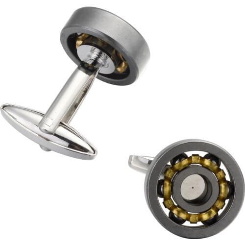 KC Free shipping Ball Bearing Cufflinks Functional Rotatable Diversity of Mechanic Vintage Metal Color Bearing Design Cuff Links