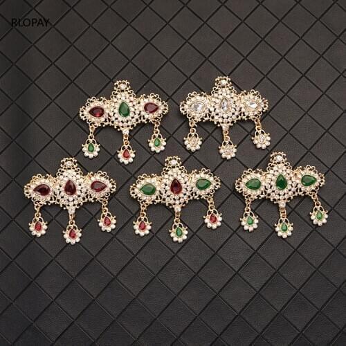 Classic Water Drop Brooches for Women Metal Pins In Gold Colorfull Rhinestone Brooch Pin Arabic Trendy Hijab Pins Bridal