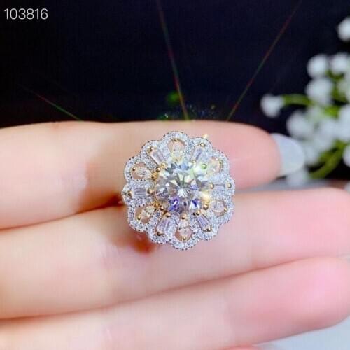 2021 new crackling moissanite ring for women jewelry engagement ring for wedding real 925 silver 8*8mm size gem birthday gift