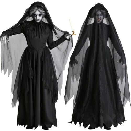 Halloween Cospaly Masquerade Long Dress Adult Halloween Fear Ghost Dark Horror Vampire Witch Dead Corpse Zombie Bride Costumes