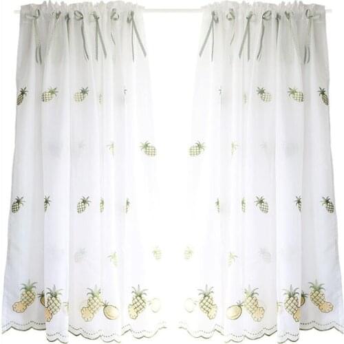 Nordic Pineapple Embroidery Lace Half-curtain Window White Curtain Bowknot for Coffee Kitchen Cabinet Door Room Home Decoration