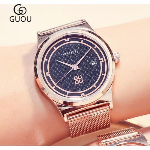 Fashion Black Quartz Watch Men Women Mesh Stainless Steel Watchband High Quality Casual Wristwatch Gift for Female reloj mujer